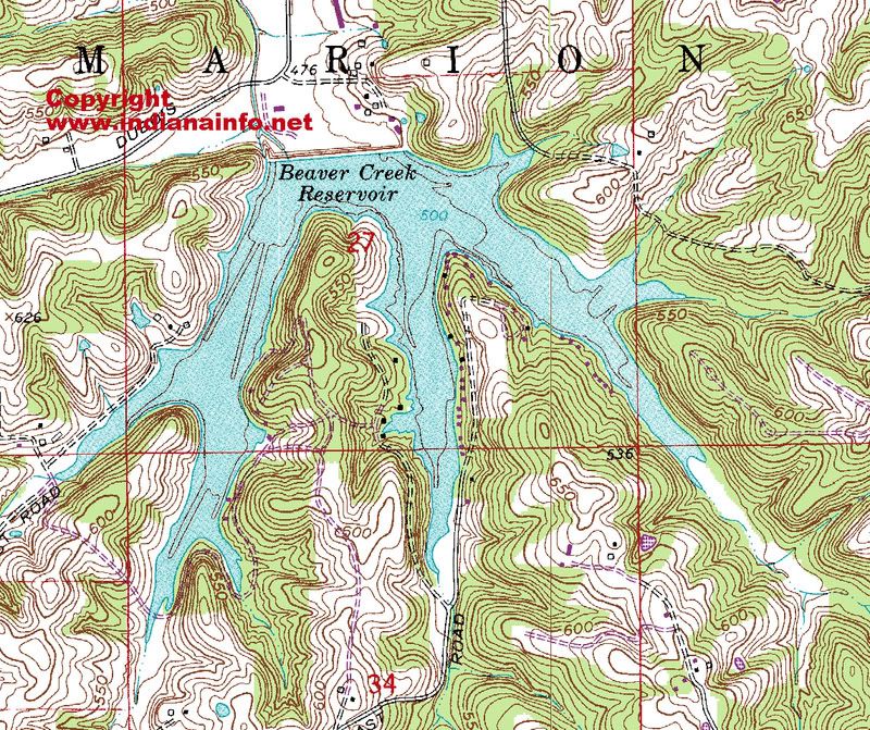 Beaver Creek Reservoir Map In Dubois County Indiana Photo by sam1028